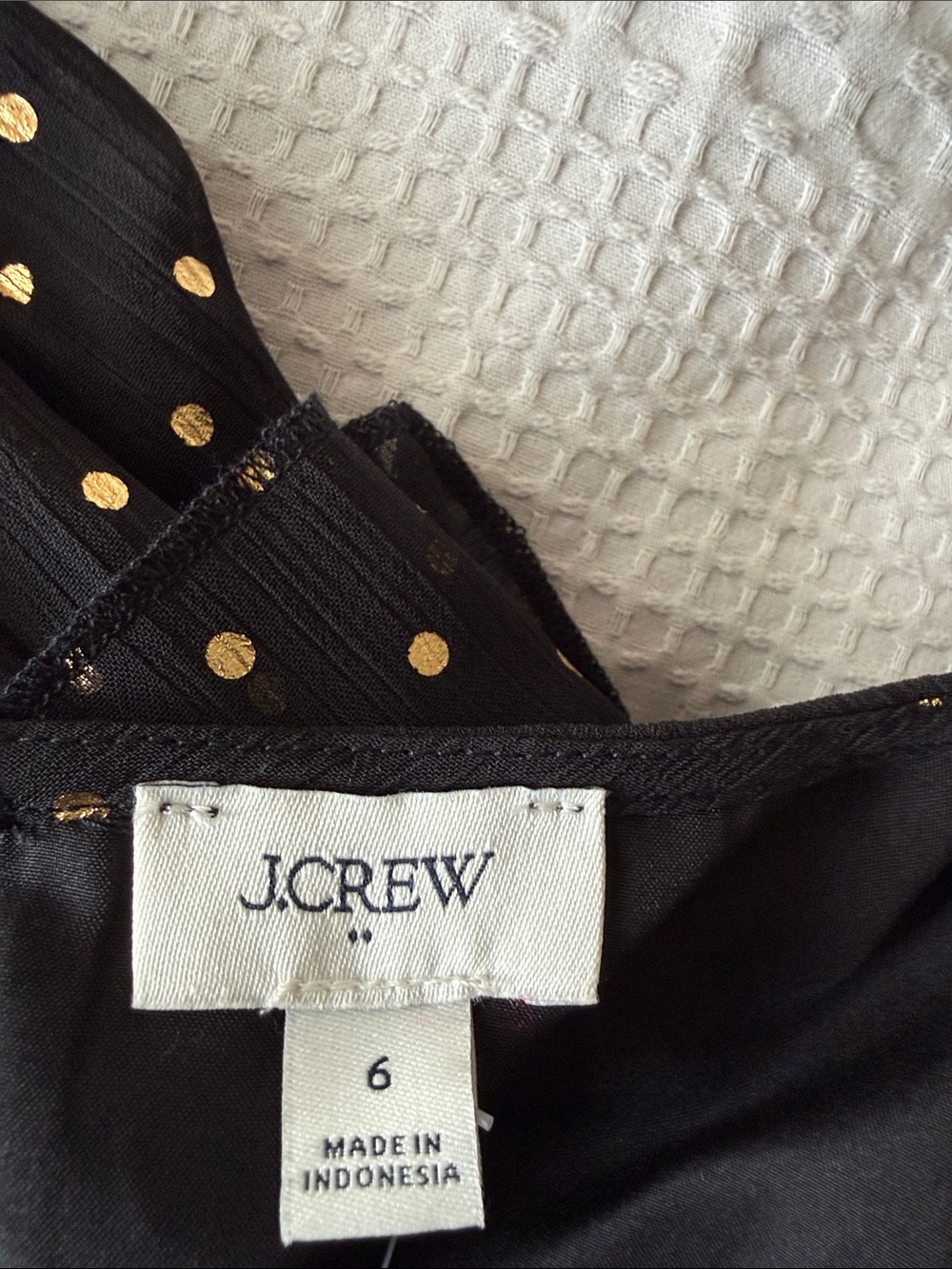 J. Crew Factory Black Tiered Mini Dress with Gold Polka Dots - Picture 2 of 4